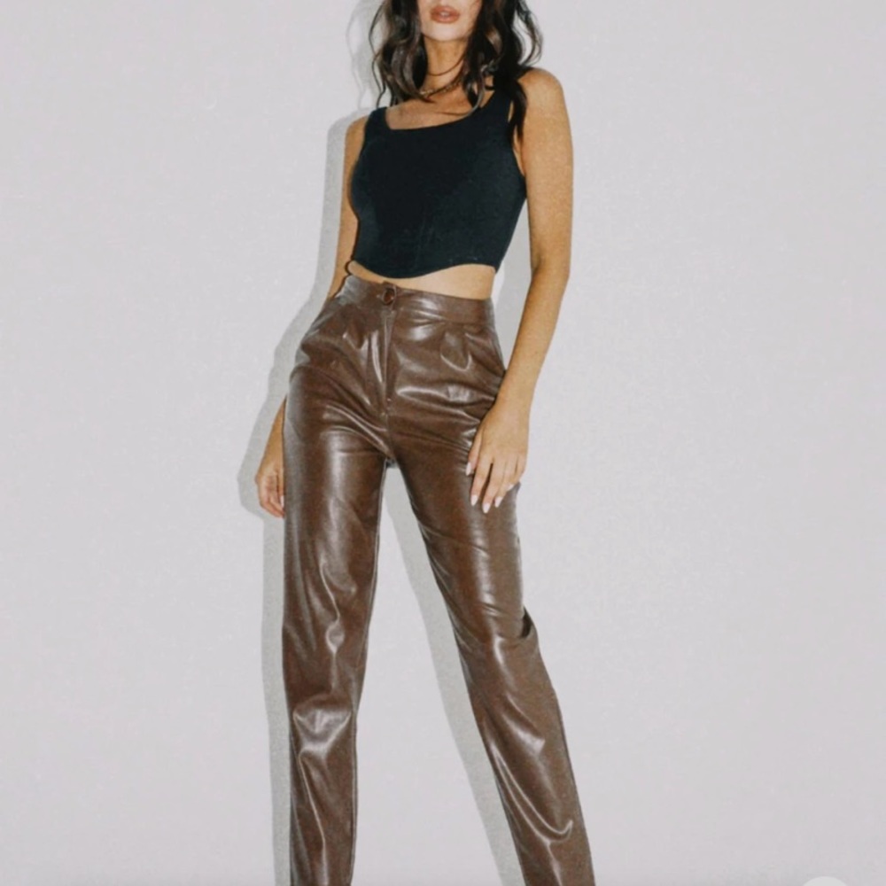 PRINCESS POLLY brown leather love club pants NWT